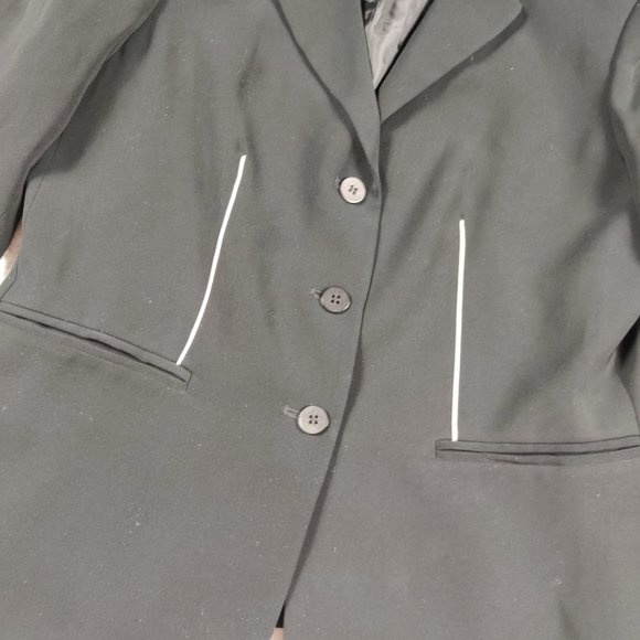 KASPER Womens petite power blazer jacket single breasted black white accent  8P - Picture 4 of 6